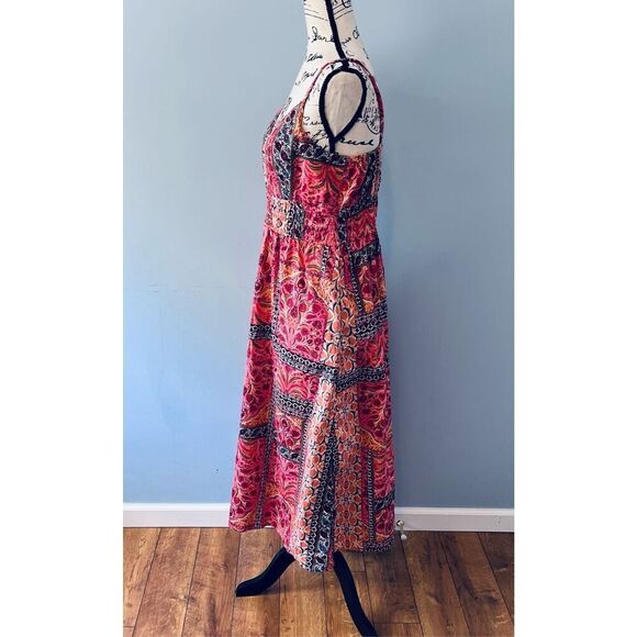 Old Navy Women’s Medium Waist-Defining Cami Midi Dress in Pink Paisley - Picture 5 of 10